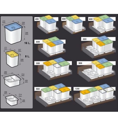 Cubo de basura rectangular para cajón de cocina