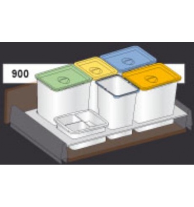 Conjunto de cubos de basura para cajón de 60 cm - Salume Cocinas