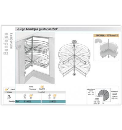 Bandeja giratoria 270° DELINIA para mueble de cocina rincón