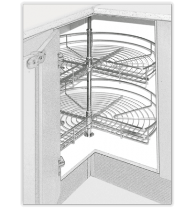 Bandeja giratoria 270° DELINIA para mueble de cocina rincón cromado 70 cm