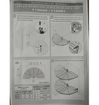 Bandejas semicirculares cocina 180º